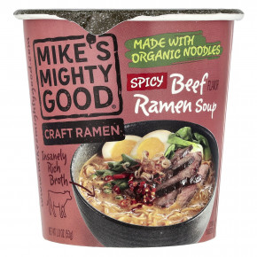 Mike's Mighty Good, Craft Ramen, пряный суп рамен с говяжьим вкусом, 53 г (1,8 унции) - описание | фото