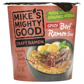 Mike's Mighty Good, Craft Ramen, Рамен-суп с острым говяжьим вкусом, 1,8 унции (53 г) - описание | фото