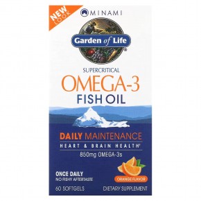 Minami Nutrition, Garden of Life, сверхкритический рыбий жир с омега-3, апельсин, 60 капсул - описание