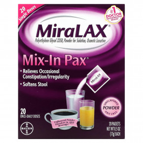 MiraLAX, Mix-In Pack, без зернистости, без добавок, 20 пакетиков по 17 г (0,5 унции) в Москве - eco-herb.ru | фото