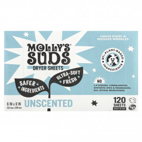 Molly's Suds, Простыни для сушки, без запаха, 120 листов - описание | фото