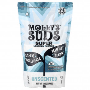Molly's Suds, Super Laundry Powder, порошок для стирки, без запаха, 60 загрузок, 1,7 кг (60 унций) - описание | фото