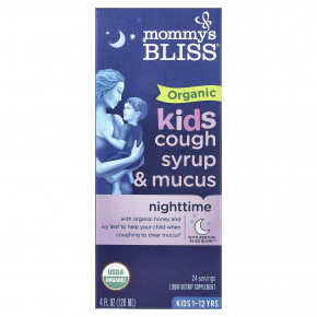 Mommy's Bliss, органический детский сироп от кашля и мокрота, ночной, для детей 1-12 лет, 120 мл (4 жидк. унции) - описание | фото