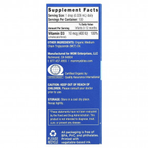 Mommy's Bliss, органический витамин D для малышей, капли для новорождённых, 3,24 мл (0,11 жидк. унции) в Москве - eco-herb.ru | фото