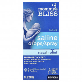 Mommy's Bliss, солевые капли/спрей от насморка, для новорождённых, 30 мл (1 жидк. унция) в Москве - eco-herb.ru | фото