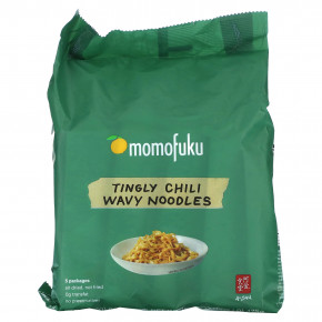 Momofuku, Волнистая лапша с чили Tingly, 5 пакетиков по 3,35 унции (95 г) каждый в Москве - eco-herb.ru | фото