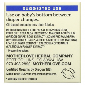 Motherlove, Baby, бальзам для подгузников, 29,5 мл (1 жидк. унц.) в Москве - eco-herb.ru | фото