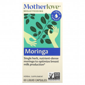 Motherlove, грудное вскармливание, моринга, 60 капсул с жидкостью (579 мг в 1 капсуле) - описание | фото