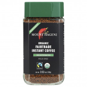 Mount Hagen, органический растворимый кофе, приобретенный с соблюдением принципов справедливой торговли, без кофеина, 100 г (3,53 унции) - описание | фото