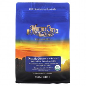 Mt. Whitney Coffee Roasters, Organic Guatemala Adiesto, органический кофе в зернах средней обжарки, 340 г (12 унций) в Москве - eco-herb.ru | фото