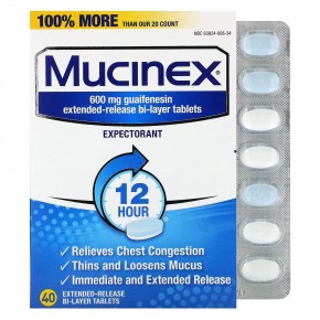 Mucinex, 40 Extended-Release Bi-Layer Tablets в Москве - eco-herb.ru | фото