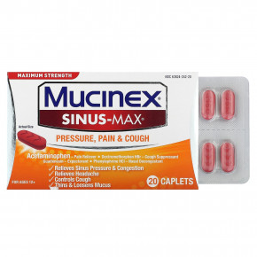 Mucinex, Sinus-Max, давление, боль и кашель, для детей от 12 лет, 20 капсул в Москве - eco-herb.ru | фото