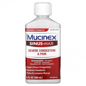 Mucinex, Sinus-Max, сильная заложенность носа и боль, для детей от 12 лет, 180 мл (6 жидк. унций) в Москве - eco-herb.ru | фото