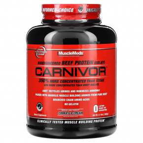 MuscleMeds, Carnivor, биоинженерный изолят говяжьего протеина, печенье и сливки, 1680 г (3,7 фунта) в Москве - eco-herb.ru | фото