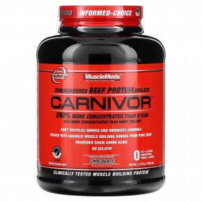 MuscleMeds, Carnivor, биоинженерный изолят говяжьего протеина, шоколад, 1898,4 г (4,19 фунта) - описание