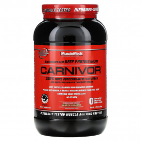 MuscleMeds, Carnivor, биоинженерный изолят говяжьего протеина, ванильная карамель, 888 г (1,95 фунта) - описание