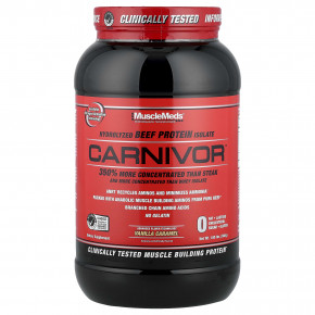 MuscleMeds, Carnivor™, гидролизованный изолят говяжьего протеина, со вкусом ванильной карамель, 888 г (1,95 фунта) - описание | фото