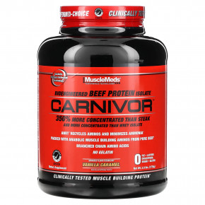 MuscleMeds, Carnivor, изолят белка говядины биоинженерной обработки, с ванильной карамелью, 4.2 фунта (1915.2 г) в Москве - eco-herb.ru | фото