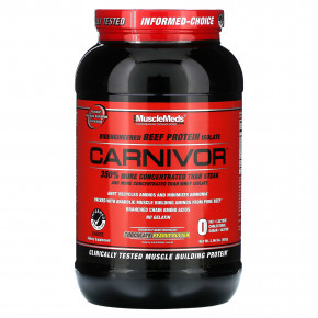 MuscleMeds, Carnivor, изолят говяжьего белка, полученный с помощью биоинженерии, со вкусом шоколада и арахисового масла, 938 г (2,06 фунта) в Москве - eco-herb.ru | фото