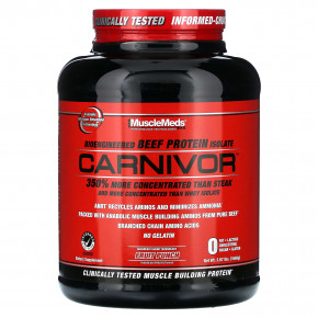 MuscleMeds, Carnivor, изолят говяжьего белка, созданный путем биоинженерии, со вкусом фруктового пунша, 1669 г (3,67 фунта) - описание