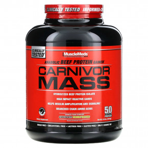 MuscleMeds, Carnivor Mass, анаболический гейнер с говяжьим протеином, шоколад и арахисовое масло, 2674 г (5,9 фунта) в Москве - eco-herb.ru | фото