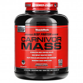 MuscleMeds, Carnivor Mass, анаболический протеин из говядины, печенье и сливки, 2632 г (5,8 фунта) - описание