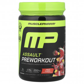 MusclePharm, Assault®, предтренировочный комплекс, фруктовый пунш, 344 г (12,1 унции) - описание | фото
