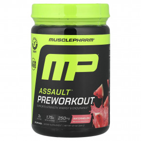 MusclePharm, Assault®, предтренировочный комплекс, со вкусом арбуза, 344 г (12,1 унции) - описание | фото