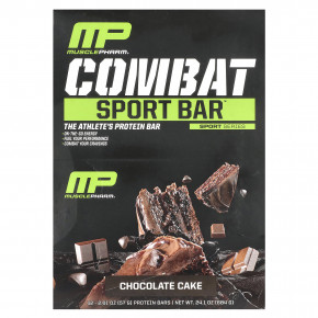 MusclePharm, Батончики Combat Sport, шоколадный торт, 12 батончиков, 57 г (2,01 унции) - описание | фото