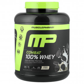 MusclePharm, Combat®, 100% сывороточный протеин в порошке, со вкусом печенья с кремом, 2,28 кг (5 фунтов) - описание | фото