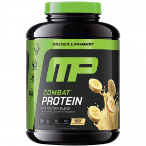 MusclePharm, Combat® Protein, протеин с банановым кремом, 1,84 кг (4,1 фунта) в Москве - eco-herb.ru | фото