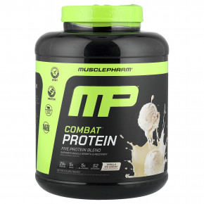 MusclePharm, Combat®, протеиновый порошок, со вкусом ванильного мороженого, 1,84 кг (4,1 фунта) - описание