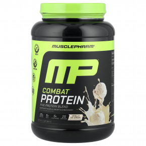 MusclePharm, Combat®, протеиновый порошок, ванильное мороженое, 900 г (2 фунта) - описание | фото