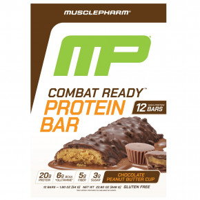 MusclePharm, Combat Redy™, протеиновый батончик, с шоколадом и арахисовой пастой, 12 батончиков по 54 г (1,9 унции) - описание