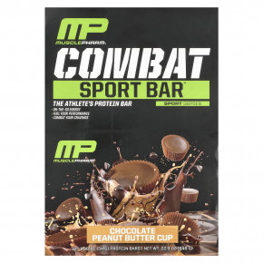 MusclePharm, Combat Sport Bar, шоколадный батончик с арахисовым маслом, 12 батончиков, 54 г (1,90 унции) в Москве - eco-herb.ru | фото