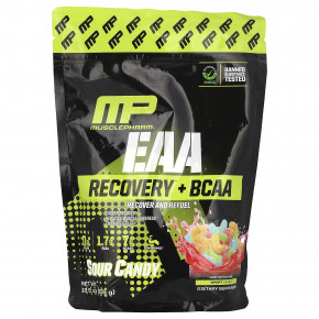 MusclePharm, EAA, восстановление + BCAA, кислые конфеты, 355 г (12,5 унции) - описание | фото