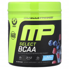 MusclePharm, Select BCAA, голубая малина, 225 г (7,9 унции) - описание | фото