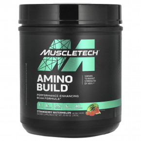 MuscleTech, Amino Build, аминокислоты, со вкусом клубники и арбуза, 593 г (20,92 унции) - описание | фото
