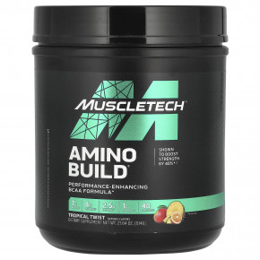 MuscleTech, Amino Build, аминокислоты тропических фруктов, 614 г (21,64 унции) - описание | фото