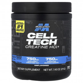 MuscleTech, Cell Tech™, гидрохлорид креатина+, с нейтральным вкусом, 211 г (7,45 унции) - описание