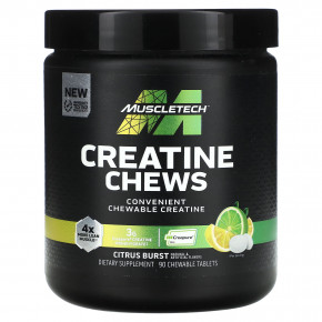 MuscleTech, Creatine Chews, Citrus Burst, 90 жевательных таблеток (1 г в каждой таблетке) - описание | фото