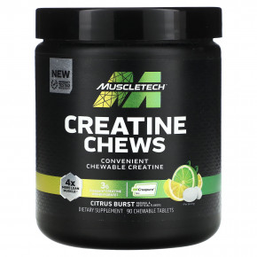 MuscleTech, Creatine Chews, Citrus Burst, 3 г, 90 жевательных таблеток (1 г на таблетку) - описание