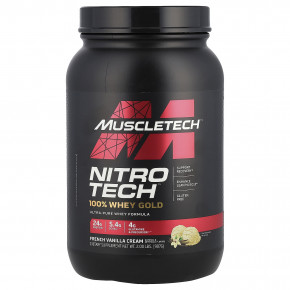 MuscleTech, Nitro Tech, 100% Whey Gold (100% сыворотка), французский ванильный крем, 907 г (2 фунта) в Москве - eco-herb.ru | фото