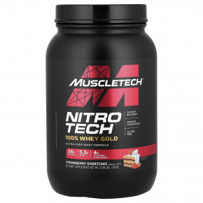 MuscleTech, Nitro-Tech® 100% Whey Gold, клубничный торт, 907 г (2 фунта) - описание