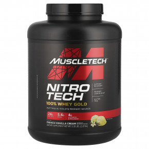 MuscleTech, Nitro Tech, 100% Whey Gold, смесь сывороточных пептидов и изолята, французская ваниль, 2,27 кг (5 фунтов) в Москве - eco-herb.ru | фото