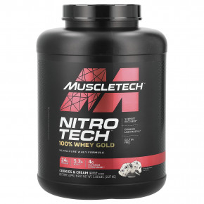 MuscleTech, Nitro-Tech™ 100% Whey Gold, сывороточный протеин, печенье и сливки, 2,27 кг (5 фунтов) - описание | фото