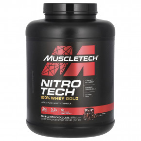 MuscleTech, Nitro Tech, 100% Whey Gold, сывороточный протеин, со вкусом двойного шоколада, 2,27 г (5 фунтов) - описание