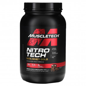 MuscleTech, Nitro Tech, 100% Whey Gold, сывороточный протеин, со вкусом двойного шоколада, 910 г (2,01 фунта) - описание