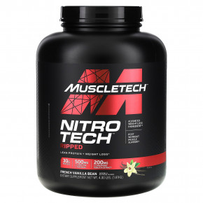 MuscleTech, Nitro Tech Ripped, чистый протеин + формула для похудения, французская ваниль, 1,81 кг (4 фунта) - описание | фото