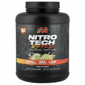 MuscleTech, Nitro-Tech® Ripped, постный протеин и снижение веса, со вкусом ванильного крема, 1,81 кг (4 фунта) - описание | фото